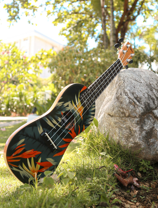 April Ukulele Design: Tropical Paradise + 8 Cute Tropical IG or FB Captions for You to Try